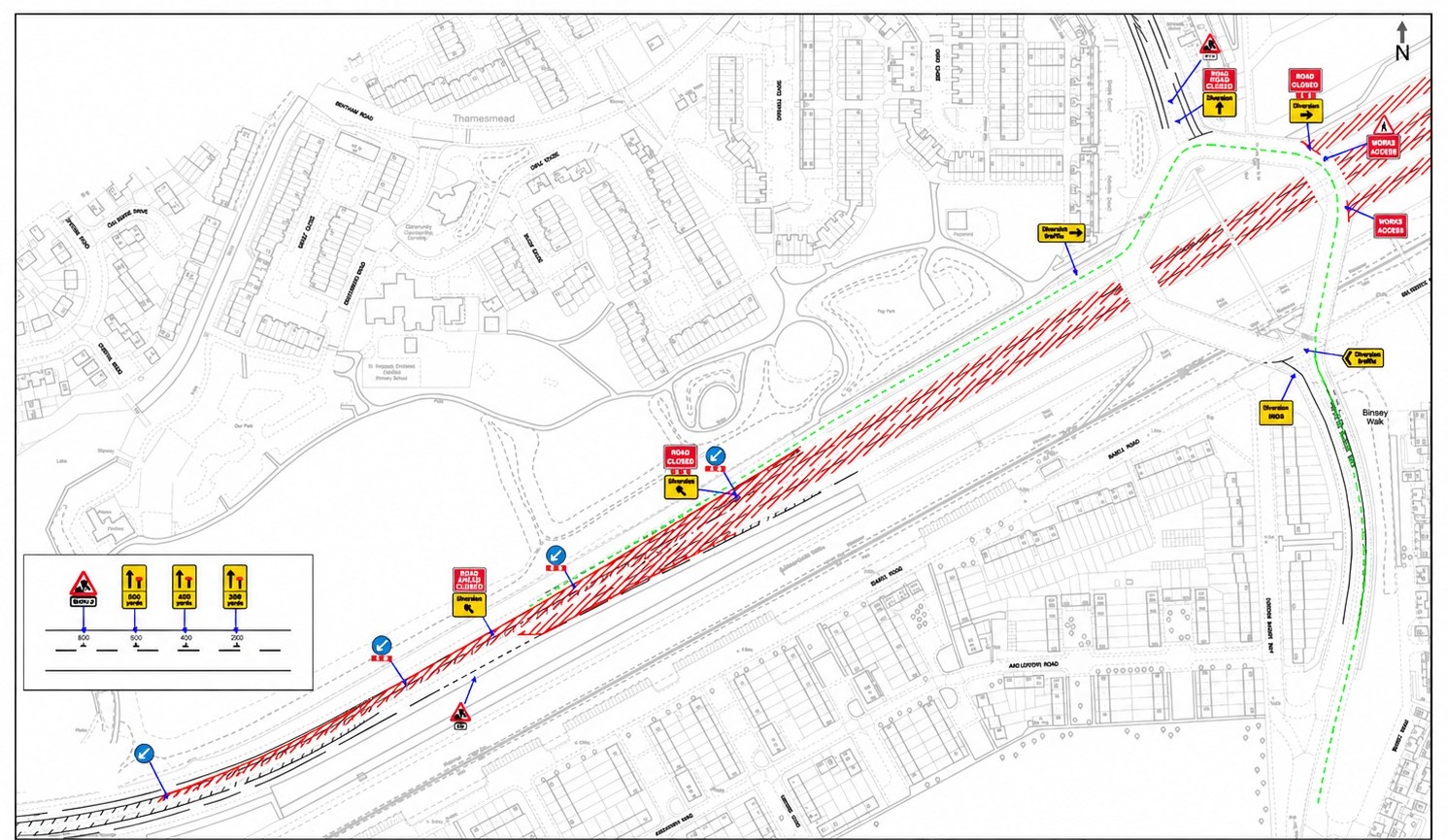 Road closure signage